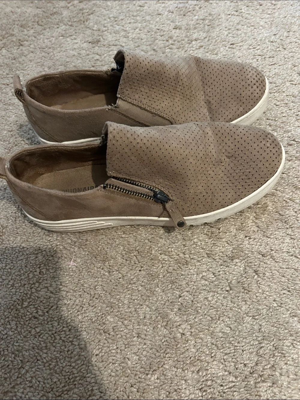 Women’s Taupe Perforated Slip-On Loafers